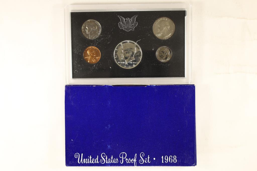 1968 US PROOF SET WITH BOX, 40% SILVER JFK HALF (1 of 2)