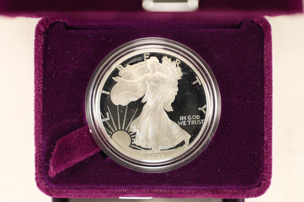 1993-P PROOF AMERICAN SILVER EAGLE WITH CERT. (1 of 3)