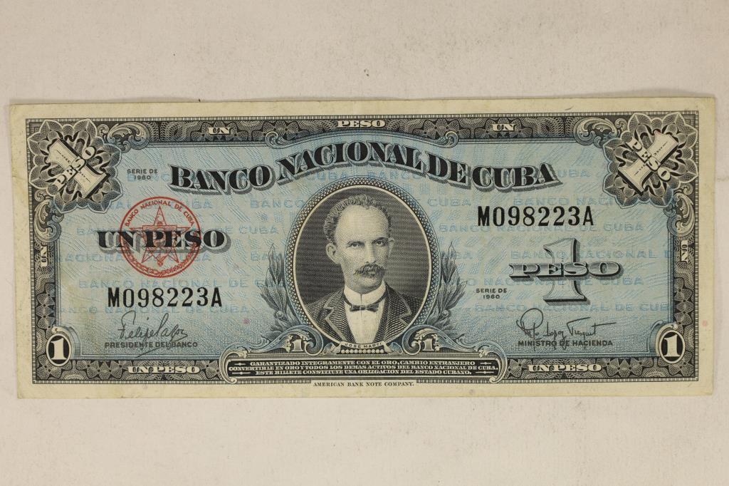 1960 BANK OF CUBA 1 PESO CRISP UNC BILL (1 of 2)
