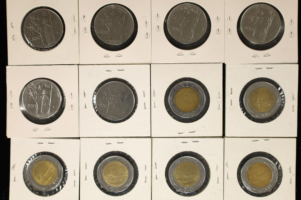 12-ITALIAN LIRE COINS: 1967-1981 100 LIRE & 1982- (1 of 2)