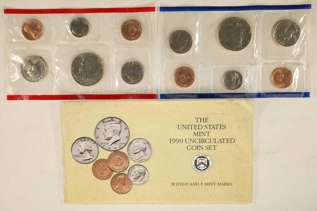 1990 US MINT SET (UNC) P/D (WITH ENVELOPE) (1 of 2)