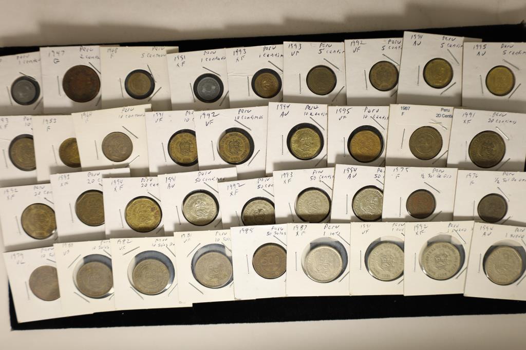 36-ASSORTED PERU COINS DATES FROM 1947-1995 (1 of 2)