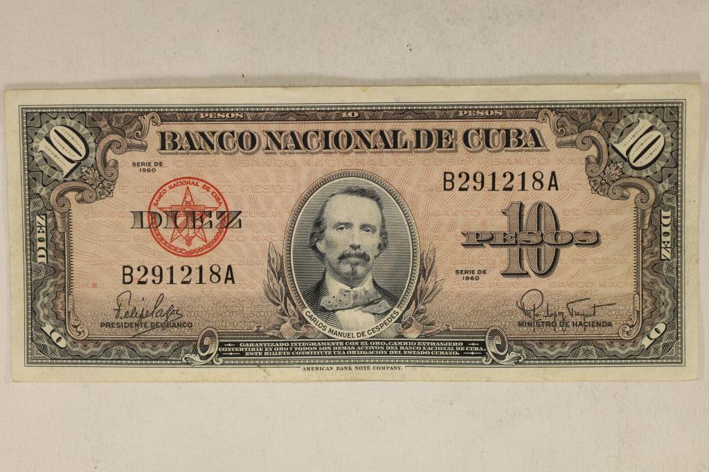 1960 BANK OF CUBA 10 PESO BILL CRISP: WATCH FOR OUR NEXT AUCTION ON MONDAY FEB. 13TH, 2023 AT 7 PM EST