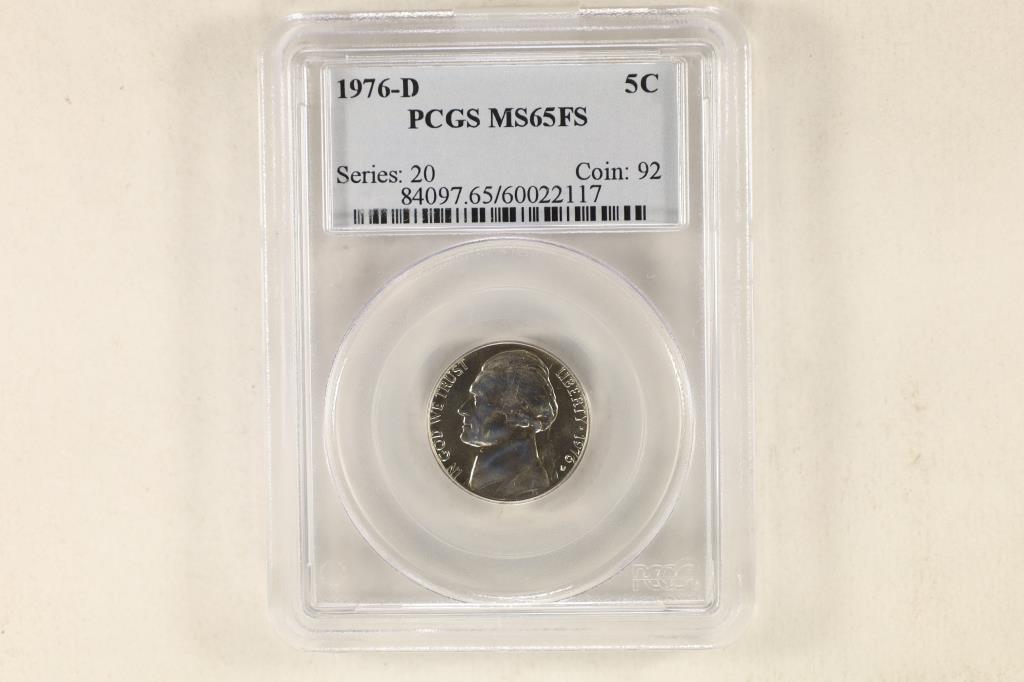 1976-D JEFFERSON NICKEL PCGS MS65FS: WATCH FOR OUR NEXT AUCTION ON MONDAY FEB. 13TH, 2023 AT 7 PM EST