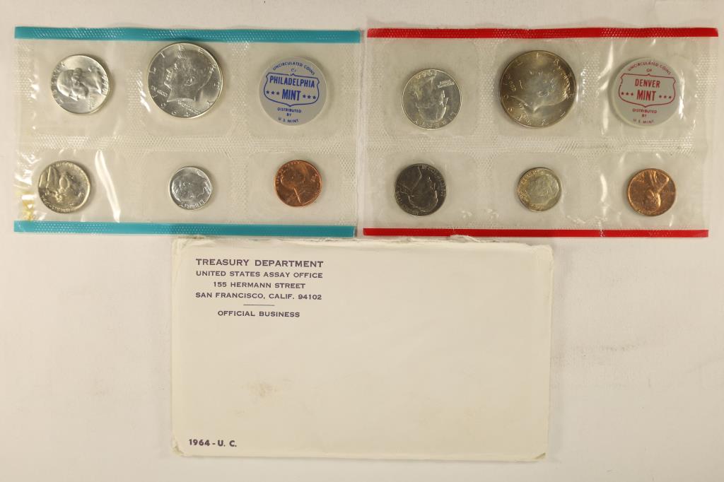 1964 SILVER US MINT SET (UNC) P/D (WITH ENVELOPE) (1 of 2)