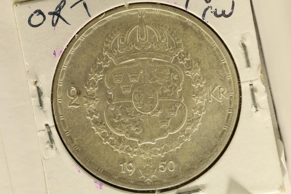1950 SWEDEN SILVER 2 KRONER BU .18 OZ. ASW (1 of 2)