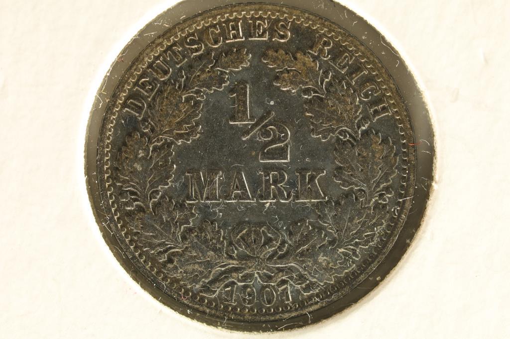 1907-A GERMAN SILVER HALF MARK .0802 OZ. ASW (1 of 2)