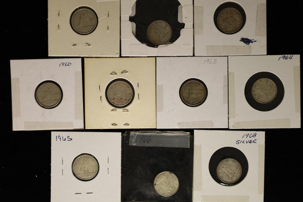 10-CANADA SILVER TEN CENT COINS: 1945-1968 (1 of 2)