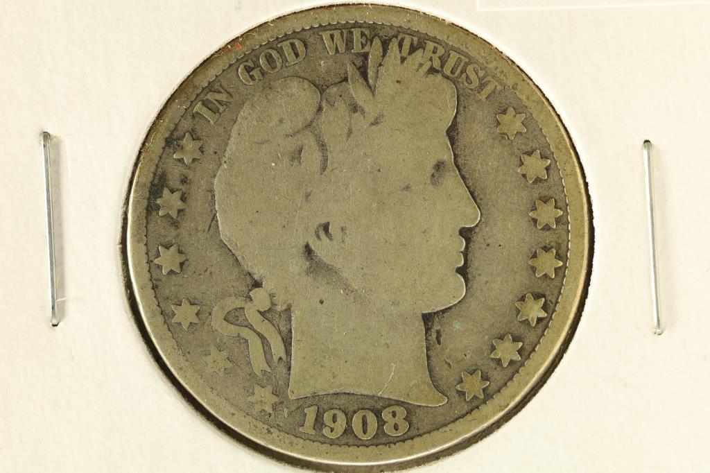 1908-D SILVER BARBER HALF DOLLAR (1 of 2)