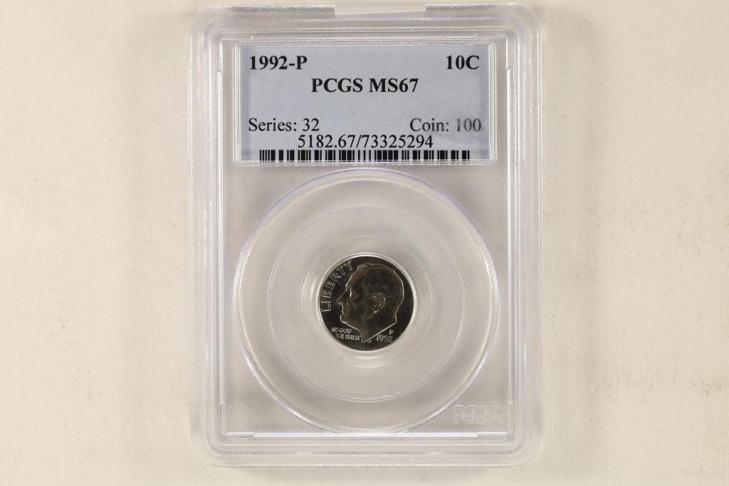 1992-P ROOSEVELT DIME PCGS MS67 (1 of 2)