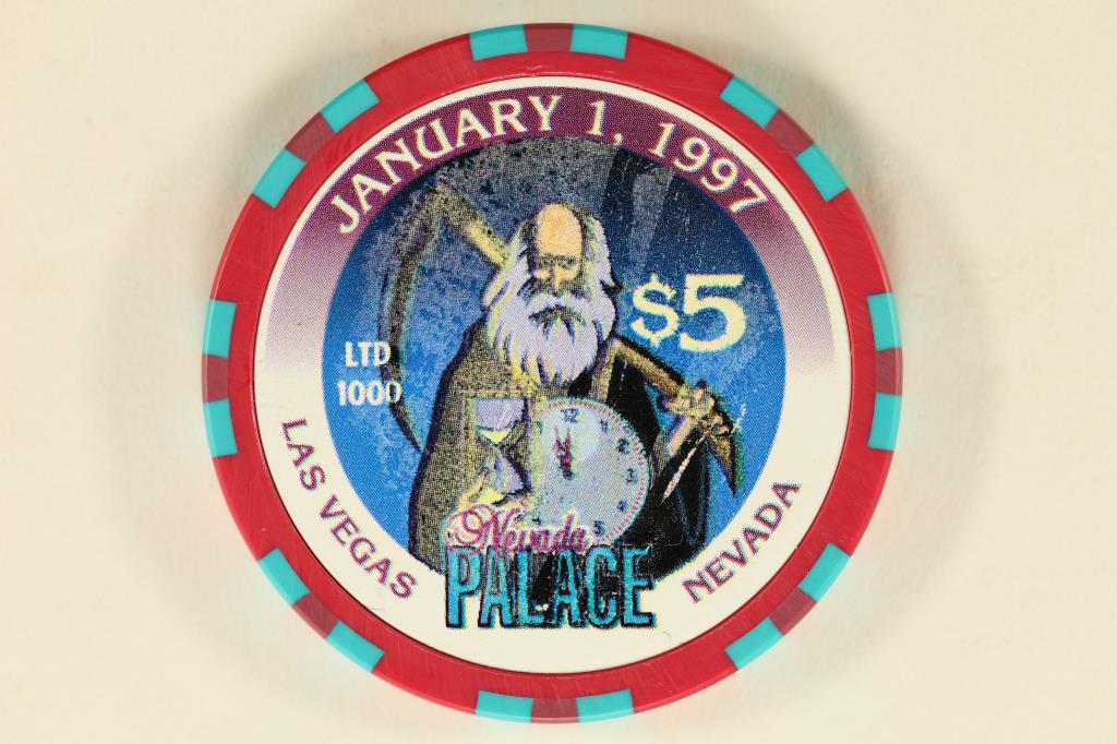 $5 NEVADA PALACE CASINO CHIP JAN. 1ST, 1997: LIMITED EDITION OF 1000 LAS VEGAS, NEVADA