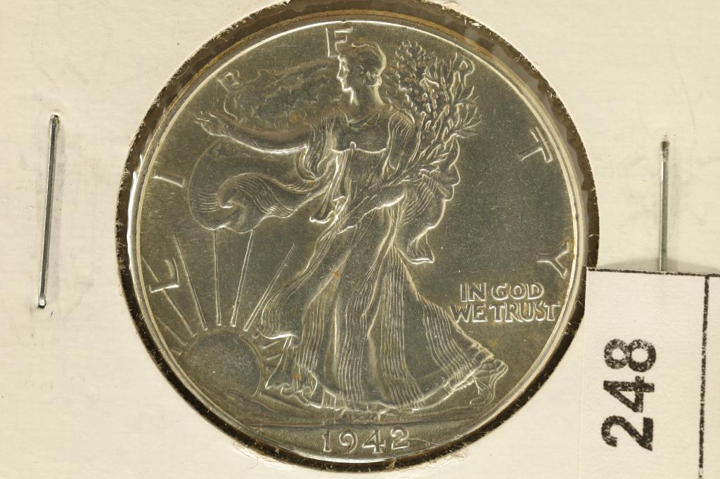 1942 SILVER WALKING LIBERTY HALF DOLLAR BU (1 of 2)