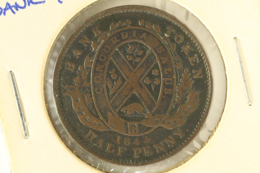 1844 BANK OF MONTREAL HALF PENNY BANK TOKEN (1 of 2)