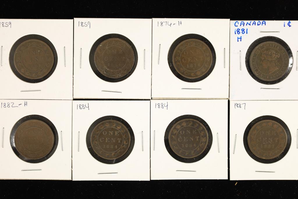 8-CANADA LARGE 1 CENTS: 2-1859, 1876-H, 1881-H, (1 of 2)