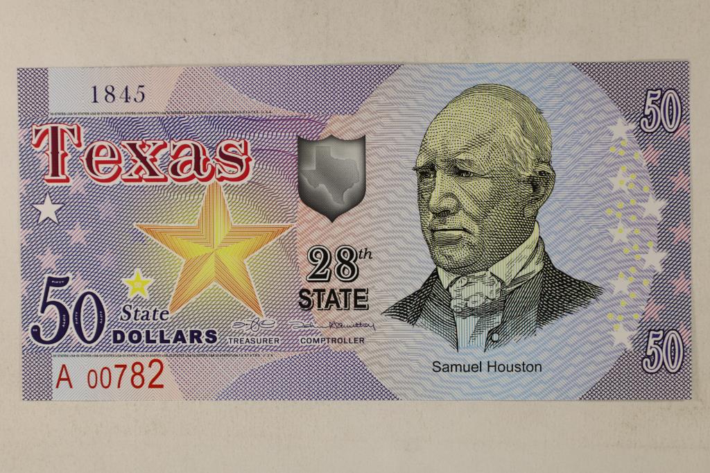TEXAS $50 STATE DOLLARS COLORIZED POLYMER (1 of 2)