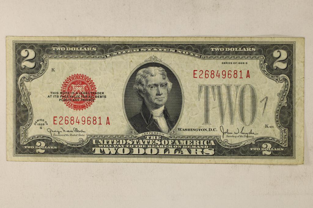 1928-G US $2 NOTE RED SEAL (1 of 2)