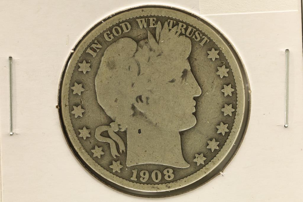 1908-O SILVER BARBER HALF DOLLAR (1 of 2)