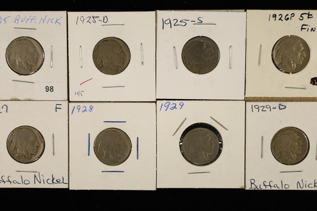 8 BUFFALO NICKELS: 1925, 1925-D, 1925-S, 1926 (FN) (1 of 2)