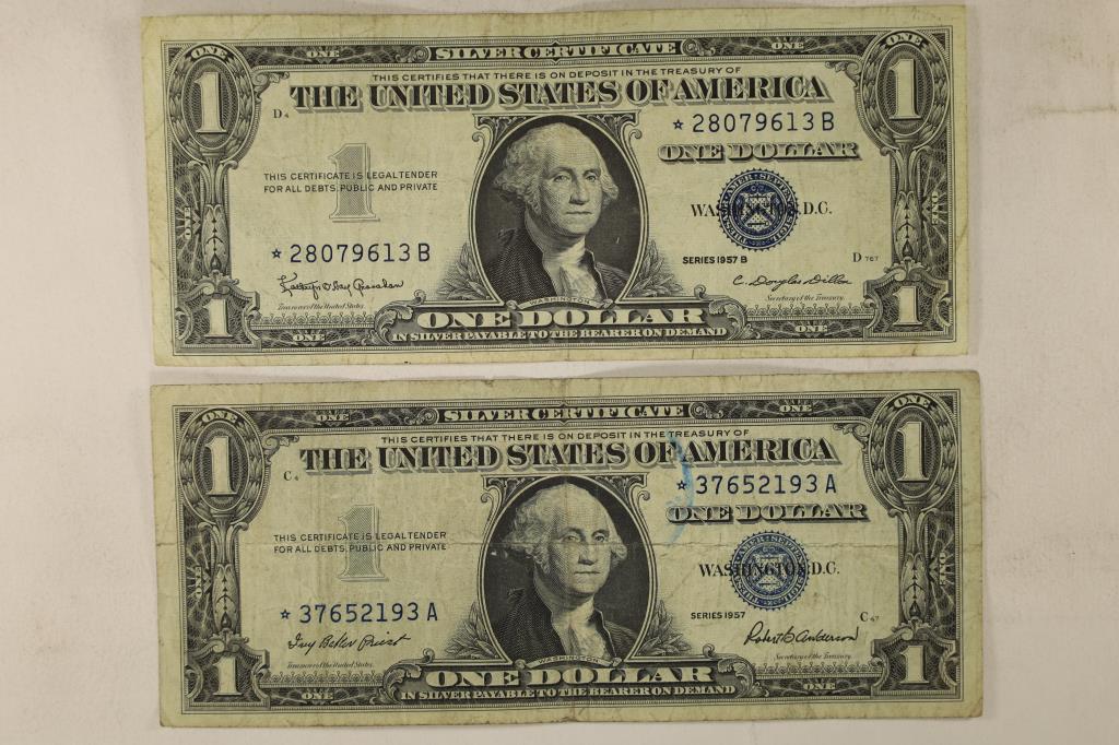 1957 & 1957-B US $1 SILVER CERTIFICATE STAR NOTES (1 of 2)
