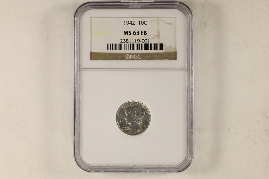 1942 SILVER MERCURY DIME NGC MS63FB (1 of 2)