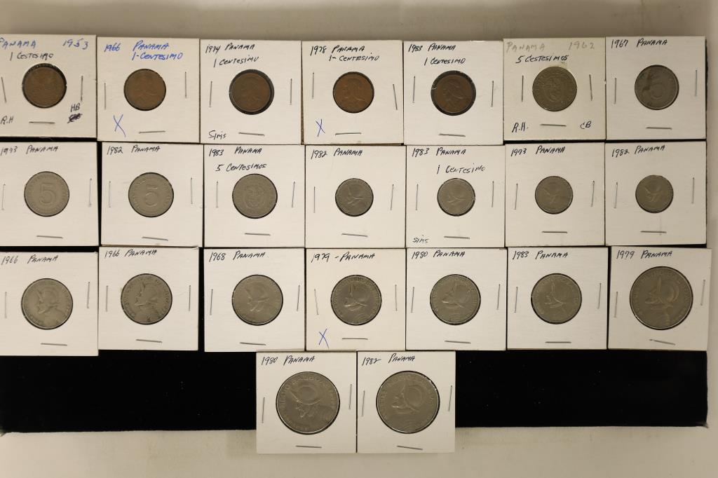 23-ASSORTED PANAMA COINS: 5-ONE CENTESIMOS, 5-FIVE (1 of 2)