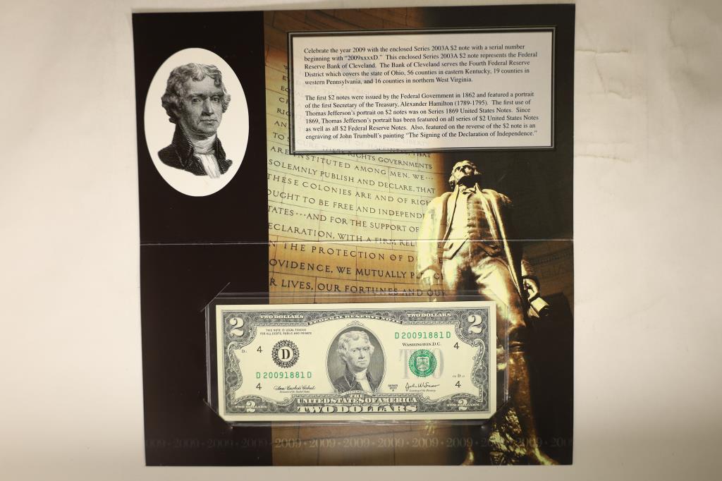 2009 CLEVELAND FEATURES: 2003-A $2 FRN CRISP UNC (1 of 4)