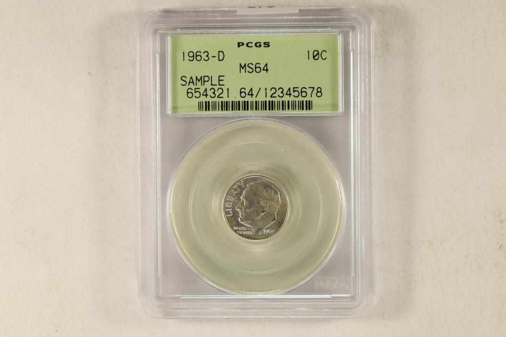1963-D SILVER ROOSEVELT DIME PCGS MS64 SAMPLE (1 of 2)