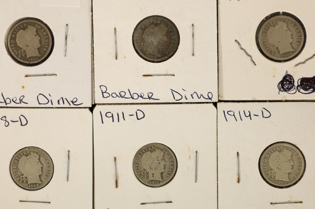 1903-O, 05-S, 06-D, 08-D, 11-D & 14-D BARBER DIMES (1 of 2)