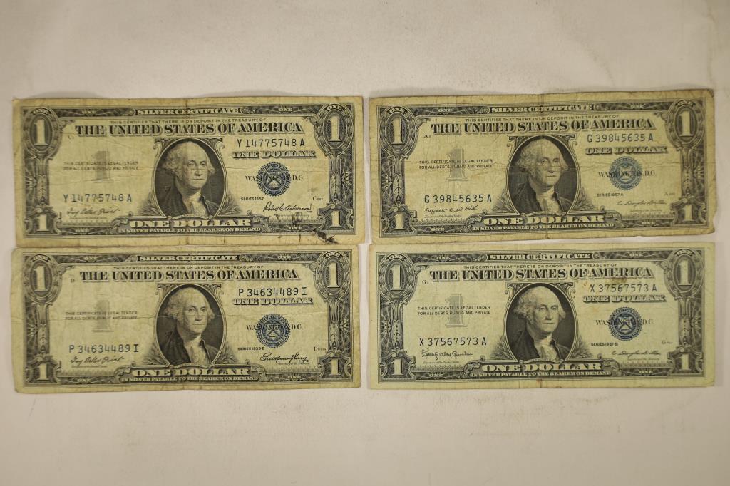 1935-E, 57, 57-A & 1957-B US $1 SILVER CERTS (1 of 2)