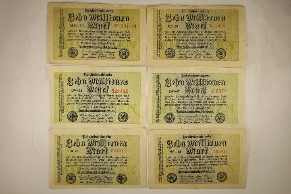 6-1923 GERMAN 10 MILLION MARK BILLS (1 of 2)