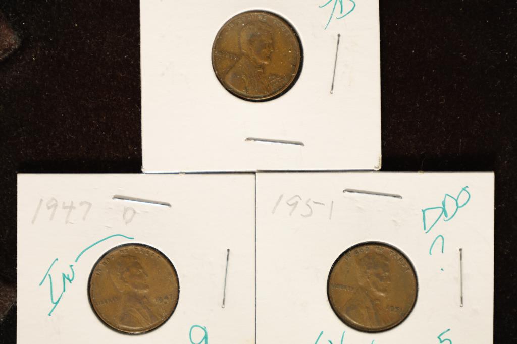 3 LINCOLN CENT POSSIBLE ERRORS, 1946-D, 1947-D & (1 of 2)