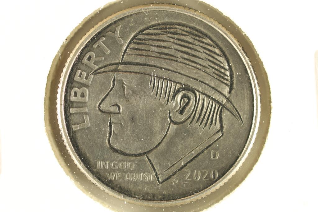 HOBO DIME ON A 2020-D ROOSEVELT DIME BRILLIANT UNC: NEAT PIECE HAND ENGRAVED, USUALLY DO NOT SEE DIMES DONE UP