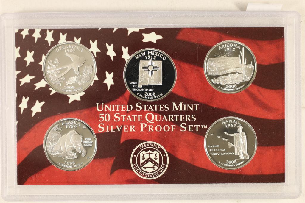 2008 SILVER US 50 STATE QUARTERS PROOF SET NO BOX (1 of 2)