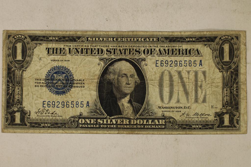 1928 $1 SILVER CERTIFICATE FUNNY BACK BLUE SEAL (1 of 2)
