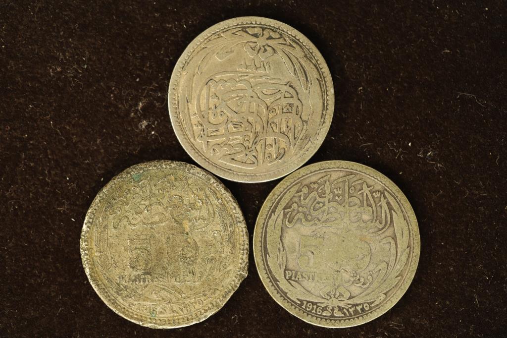 3-1916 EGYPT SILVER 5 PIASTRES .1875 OZ. ASW EACH (1 of 2)