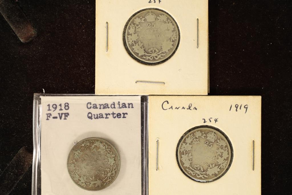 1913, 1918 & 1919 CANADA SILVER 25 CENTS .1734 (1 of 2)