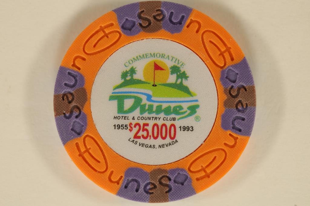 $25,000 DUNES CASINO CHIP LAS VEGAS, NEVADA: WATCH FOR OUR NEXT AUCTION ON MON. MARCH 20TH, 2023 AT 7 PM EST