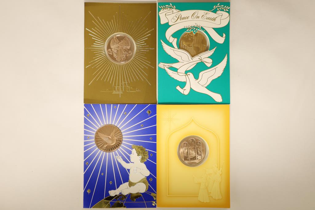 4 FRANKLIN MINT HOLIDAY CARDS WITH 1 1/2" (1 of 2)