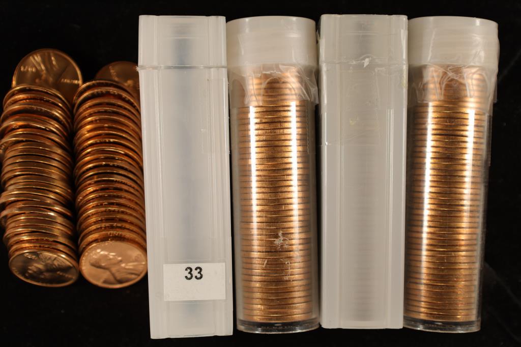 4 ROLLS OF BU SOLID STATE LINCOLN CENTS 1973-P, (1 of 1)