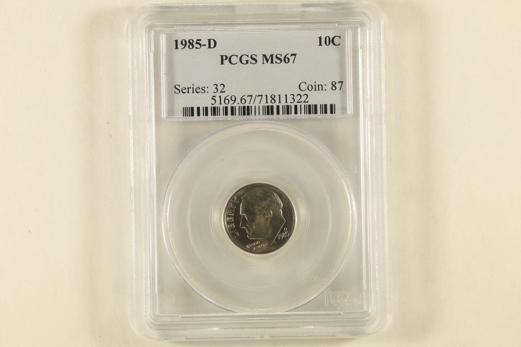 1985-D ROOSEVELT DIME PCGS MS67 (1 of 2)
