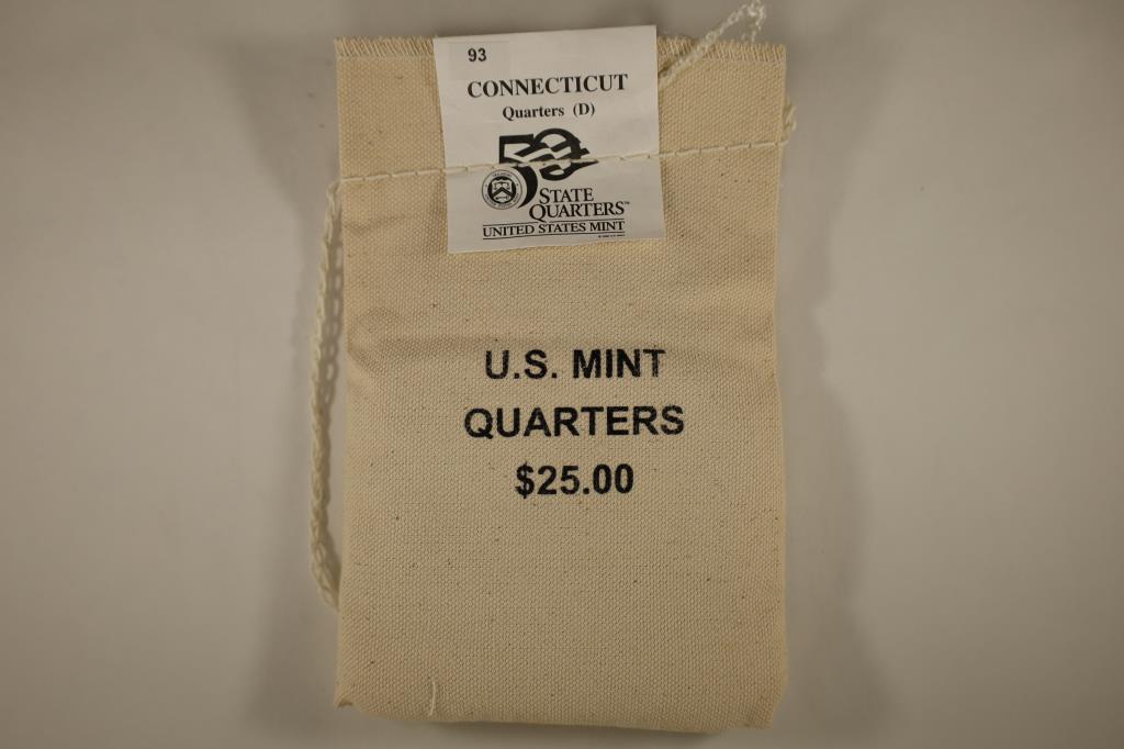 SEALED US MINT $25 BAG OF 1999-D CONNECTICUT: QUARTERS BRILLIANT UNCIRCULATED