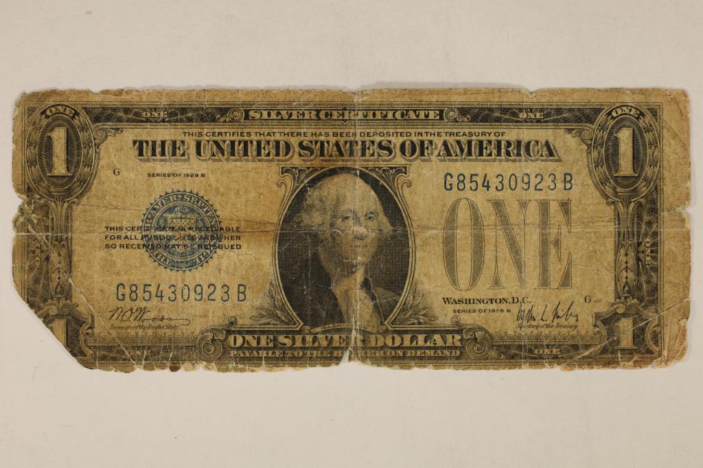 1928-B US $1 SILVER CERTIFICATE FUNNY BACK (1 of 2)