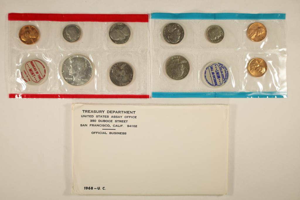 1968 US MINT SET (UNC) P/D/S (WITH ENVELOPE) (1 of 2)