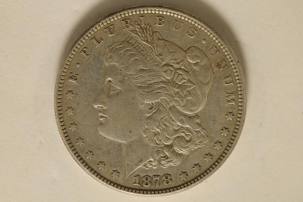 KEY DATE 1878 MORGAN SILVER DOLLAR 8 FEATHERS (AU) (1 of 2)