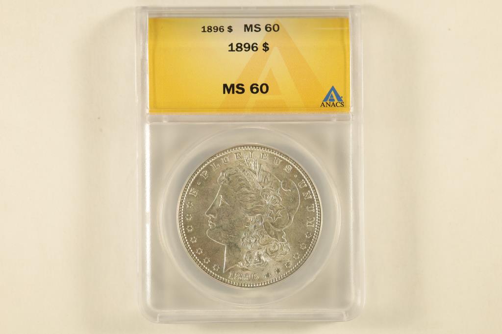 1896 MORGAN SILVER DOLLAR ANACS MS60 (1 of 2)