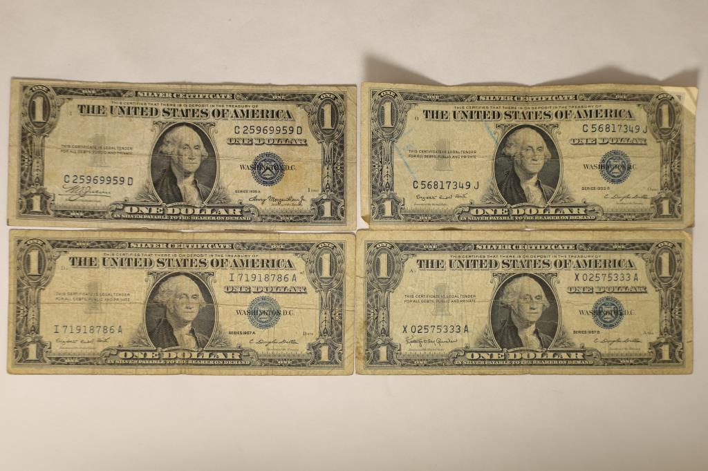 1935-A, 35-G, 57-A & 1957-B US $1 SILVER CERTS (1 of 2)