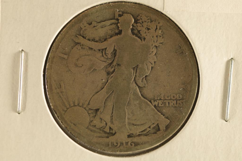 1916 SILVER WALKING LIBERTY HALF DOLLAR. (1 of 2)
