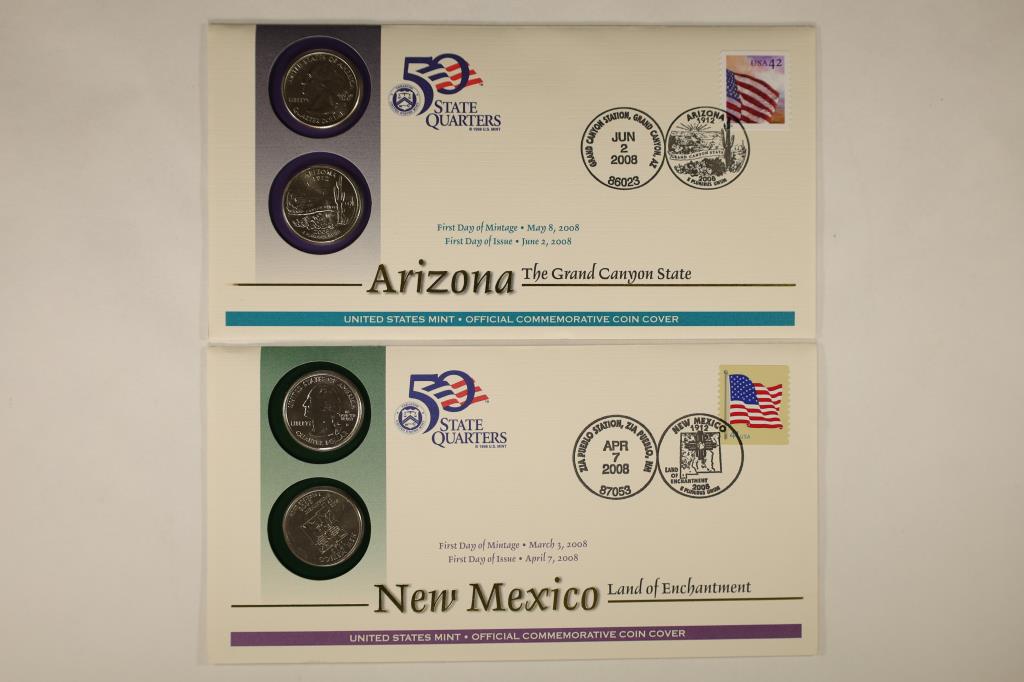 2 FIRST DAY COVER US 50 STATE QUARTER SETS: 2008 (1 of 2)