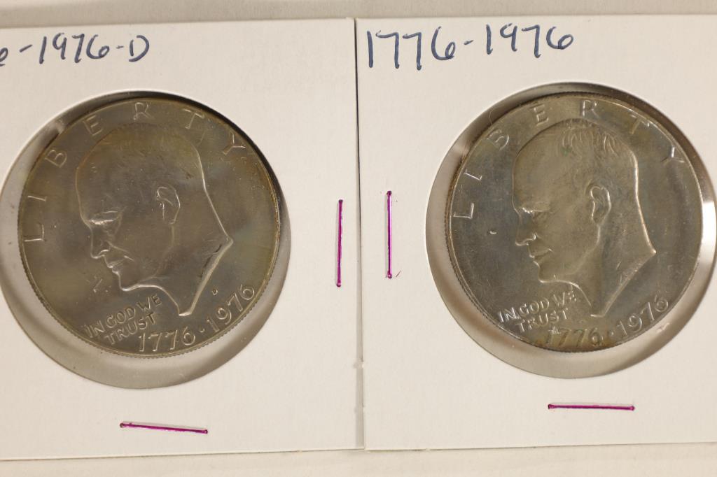 1976 & 1976-D IKE DOLLARS (UNC) THE 1976 IS TONED (1 of 2)