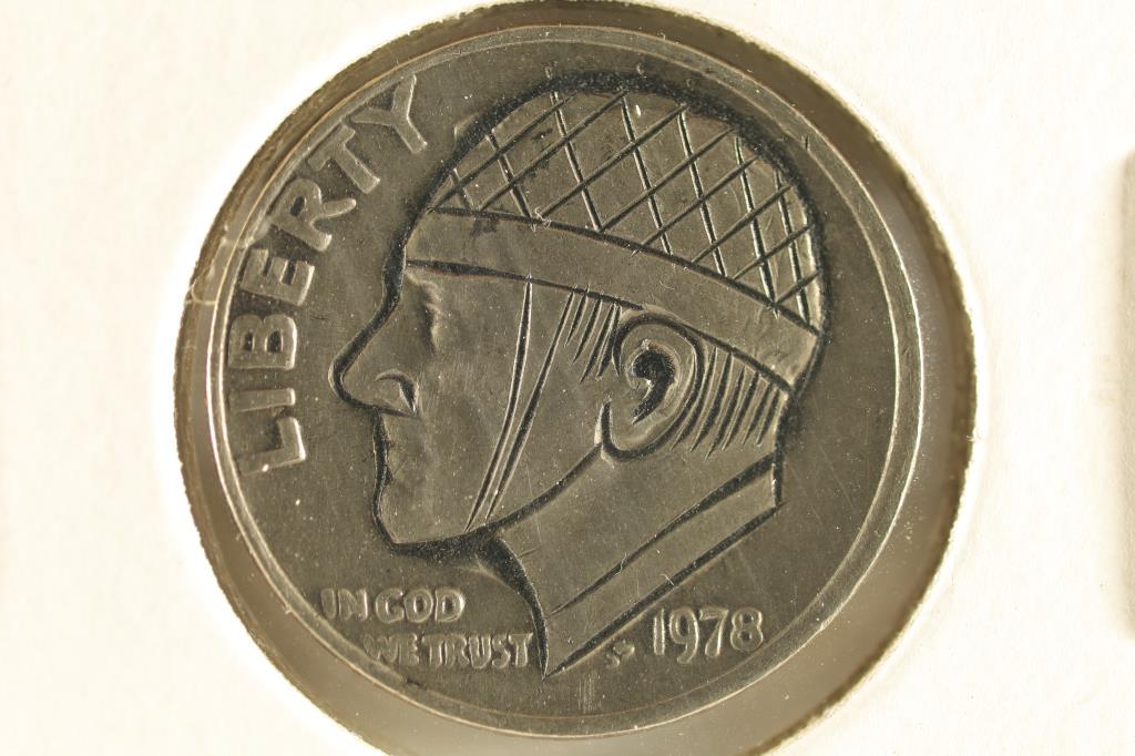 HOBO DIME ON A 1978 ROOSEVELT DIME BRILLIANT UNC: NEAT PIECE HAND ENGRAVED, USUALLY DO NOT SEE DIMES DONE UP